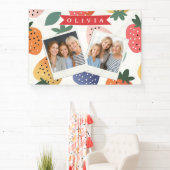 Personalized Summer Colorful Strawberry Pattern 横断幕 (インサイチュ)