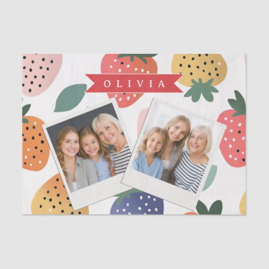 Personalized Summer Colorful Strawberry Pattern 薄葉紙 (正面)