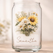 Personalized Summer Daisy Bouquet with Name ガラス缶