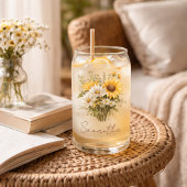 Personalized Summer Daisy Bouquet with Name ガラス缶