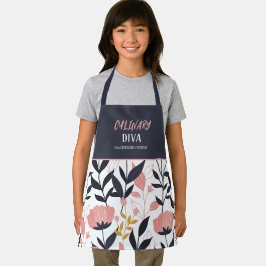 Personalized Summer Floral Kids' Apron エプロン (インサイチュ)