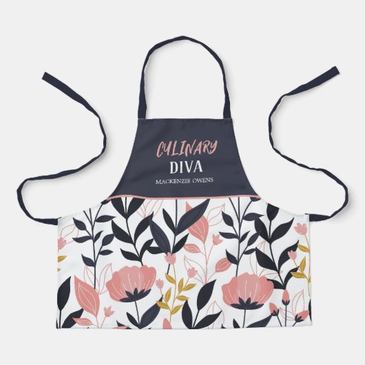 Personalized Summer Floral Kids' Apron エプロン (正面)