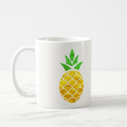Personalized Summer Foil Gold Geometric Pineapple. コーヒーマグカップ (左)