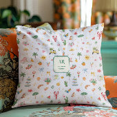 Personalized Summer Watercolor Monogram クッション