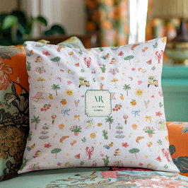 Personalized Summer Watercolor Monogram クッション