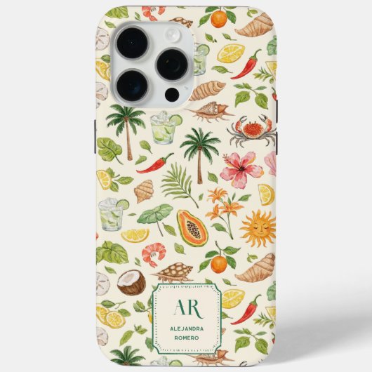 Personalized Summer Watercolor Monogram Case-Mate iPhoneケース (裏面)