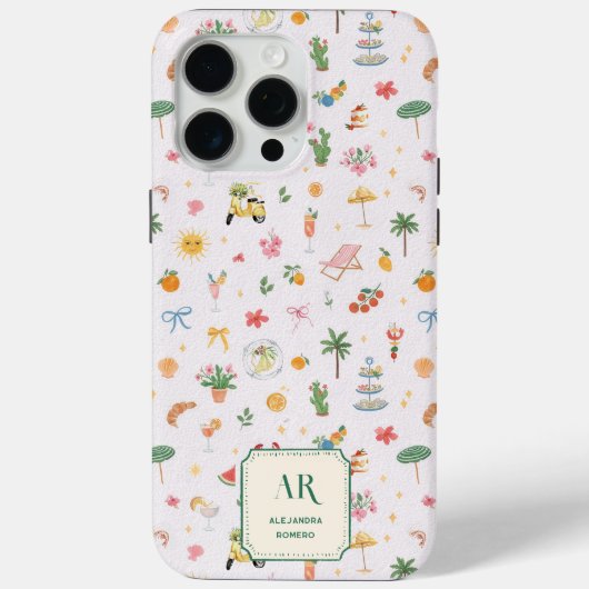 Personalized Summer Watercolor Monogram Case-Mate iPhoneケース (裏面)