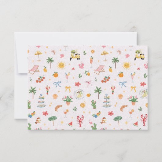 Personalized Summer Watercolor Pattern ノートカード (裏面)