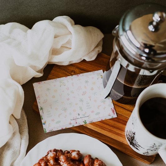 Personalized Summer Watercolor Pattern ノートカード