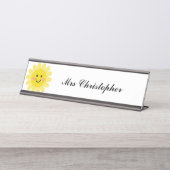 Personalized Sun Smile Face Teacher  デスクネームプレート (正面)