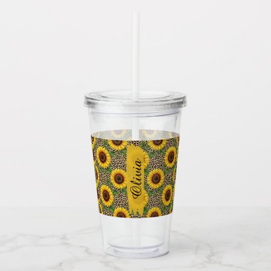 Personalized Sunflower Acrylic Tumbler アクリルタンブラー (正面)
