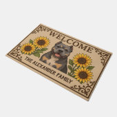 Personalized Sunflower American Bully Dog Welcome ドアマット (アングル)