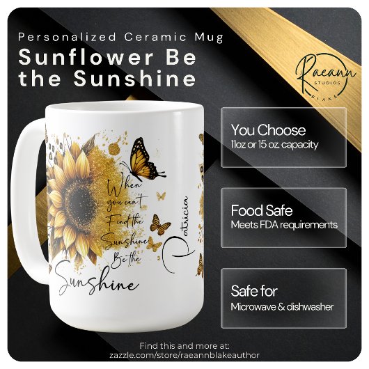 Personalized Sunflower Be the Sunshine Ceramic Mug コーヒーマグカップ