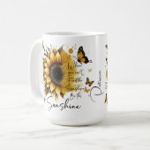 Personalized Sunflower Be the Sunshine Ceramic Mug コーヒーマグカップ (正面左)