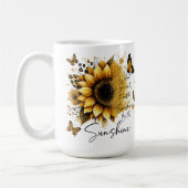 Personalized Sunflower Be the Sunshine Ceramic Mug コーヒーマグカップ (左)