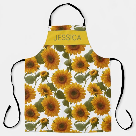 Personalized Sunflower Bloom Floral Pattern Custom エプロン (正面)