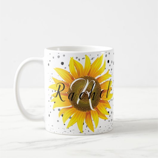 Personalized sunflower coffee mug コーヒーマグカップ (左)