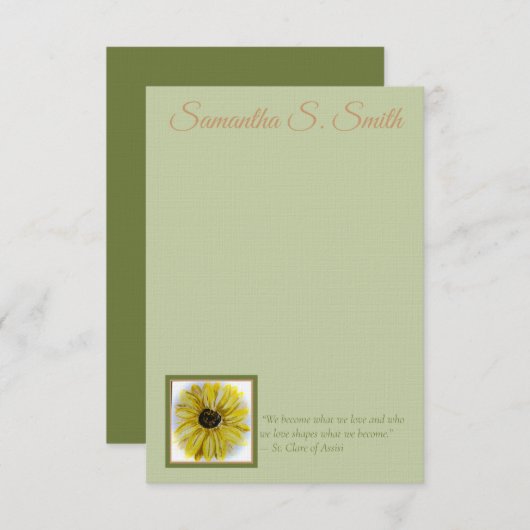 Personalized Sunflower Flat Note Card 招待状 (正面/裏面)