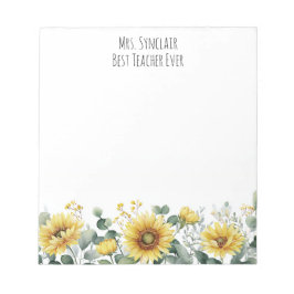 Personalized Sunflower Flower Teacher Appreciation ノートパッド