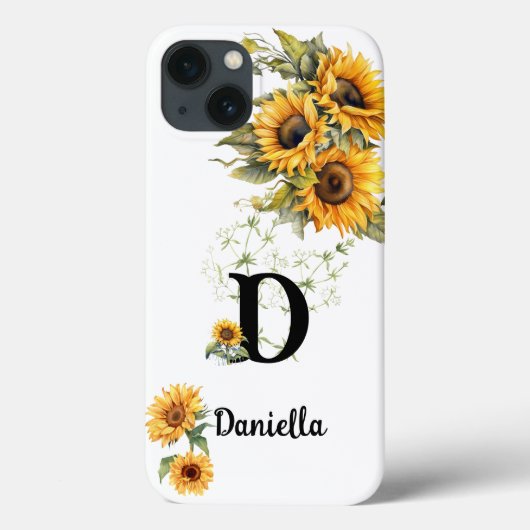 Personalized Sunflower Initial Name Design Case-Mate iPhoneケース (裏面)