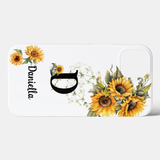 Personalized Sunflower Initial Name Design Case-Mate iPhoneケース (裏面 (横))