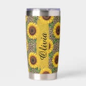 Personalized Sunflower Leopard 20oz Thermal Cup 保温保冷タンブラー (正面)