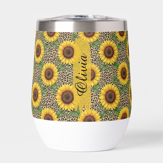 Personalized Sunflower Leopard Print 11oz Cup (正面)