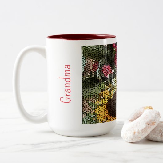 Personalized Sunflower Mosaic Cup ツートーンマグカップ (ドーナツ)
