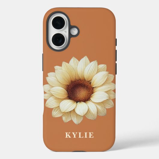 Personalized Sunflower Name Terra Cotta Phone Case Case-Mate iPhoneケース (裏面)