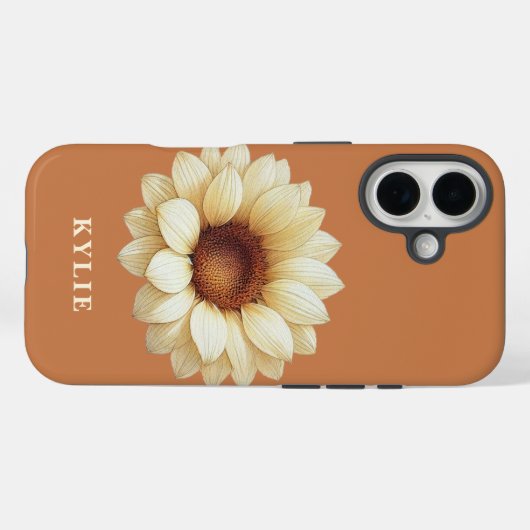 Personalized Sunflower Name Terra Cotta Phone Case Case-Mate iPhoneケース (裏面 (横))
