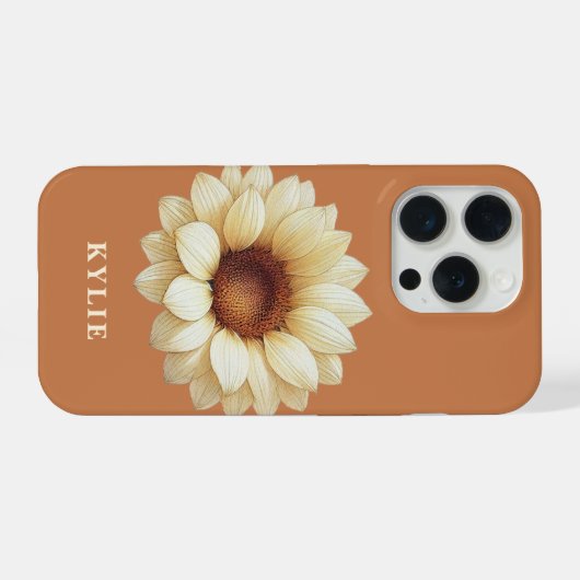 Personalized Sunflower Name Terra Cotta Phone Case iPhoneケース (裏面横)