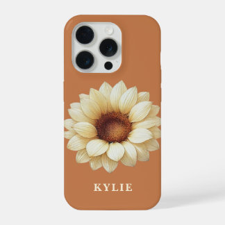 Personalized Sunflower Name Terra Cotta Phone Case iPhone 15 Proケース