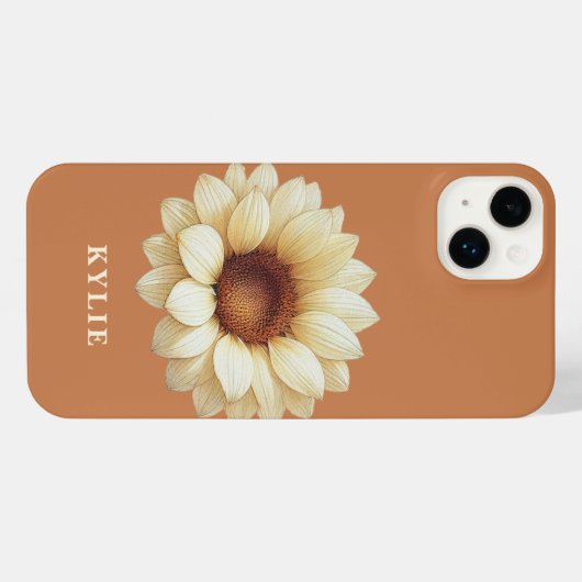 Personalized Sunflower Name Terra Cotta Phone Case iPhoneケース (裏面横)