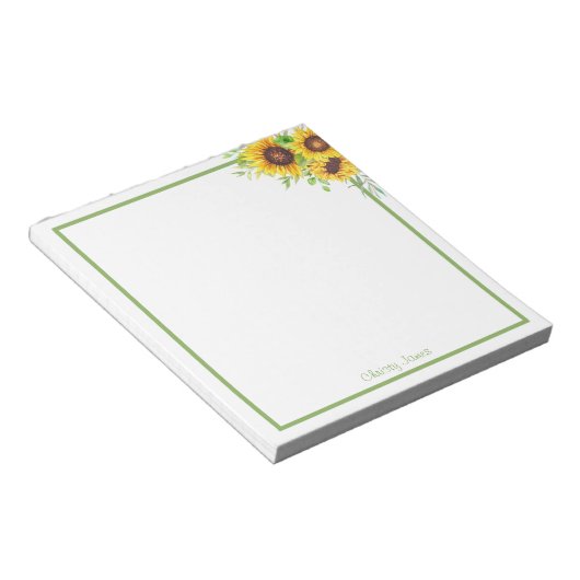 Personalized Sunflower Notepad ノートパッド (アングル)