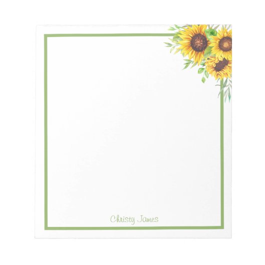 Personalized Sunflower Notepad ノートパッド (正面)