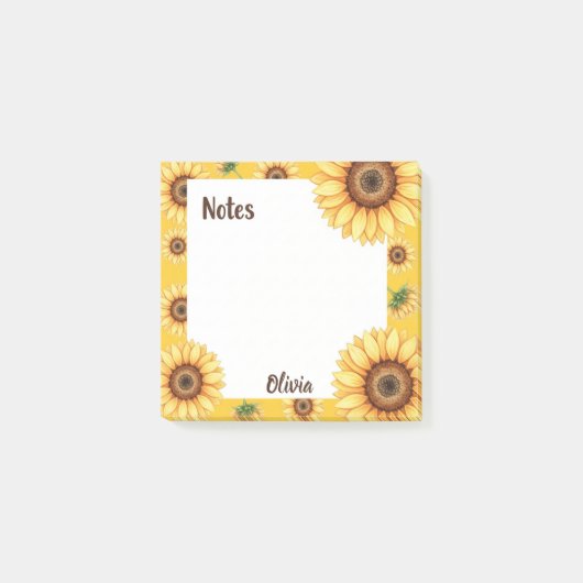 Personalized Sunflower Notes Square  ポストイット (正面)