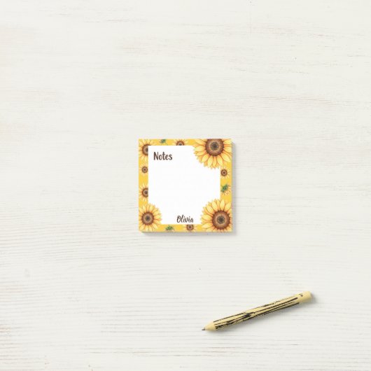 Personalized Sunflower Notes Square  ポストイット (デスク上)