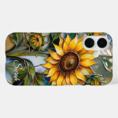 Personalized Sunflower Phone Case Teal Floral Case-Mate iPhoneケース (裏面 (横))