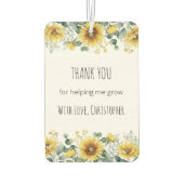 Personalized Sunflower Teacher Thank You カーエアーフレッシュナー (裏面)