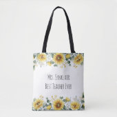 Personalized Sunflower Teacher Thank You トートバッグ (正面)
