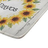 Personalized Sunflower Wreath Glass Cutting Board カッティングボード (角)