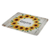 Personalized Sunflower Wreath Glass Cutting Board カッティングボード (角)