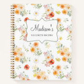 Personalized Sunny Floral Pattern Recipe Book ノートブック (正面)