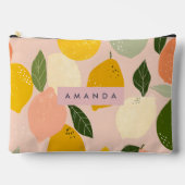 Personalized Sunny Lemon Grove on Soft Blush アクセサリーポーチ (正面)