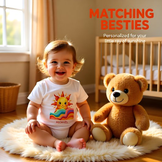 Personalized Sunny Rainbow Baby ベビーTシャツ