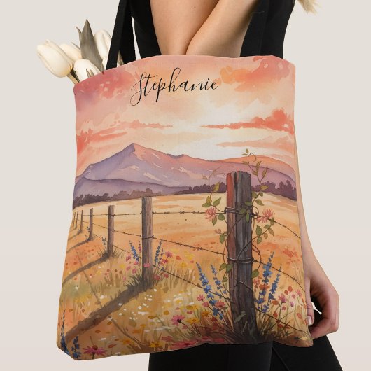 Personalized Sunset Wildflower トートバッグ