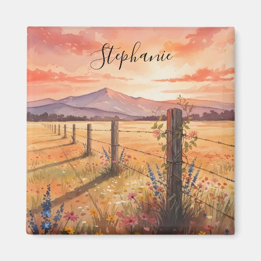Personalized Sunset Wildflower マグネット (正面)