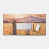 Personalized Sunset Wildflower Field デスクマット (キーボード&マウス)