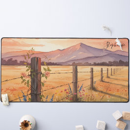 Personalized Sunset Wildflower Field デスクマット