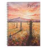 Personalized Sunset Wildflower Journal Notebook ノートブック (正面)